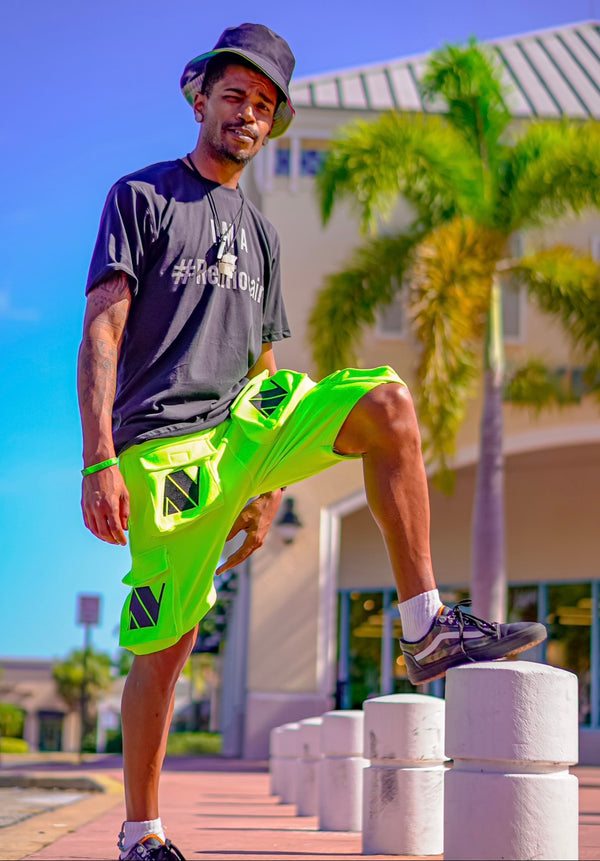 Neon green cargo shorts